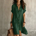 Linen Button Front Midi Dress My Store