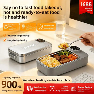 New Model of Water-Free Heating Lunch Box, USB Charging Portable Insulated Lunch Box, 304 Stainless Steel Electric Heating Lunch Box My Store