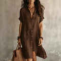 Linen Button Front Midi Dress My Store