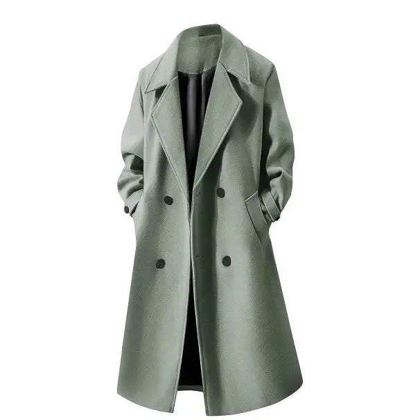 Double-Breasted Wool Overcoat With Lapel Collar My Store