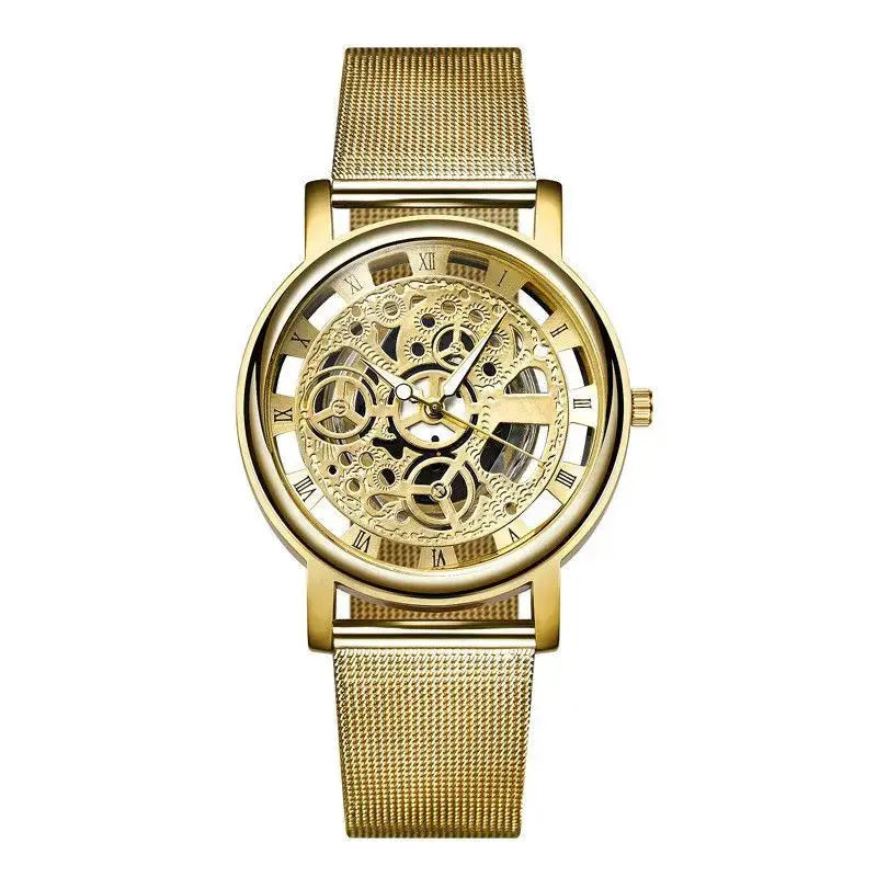 Men's Transparent Cutout Roman Mesh Quartz Watch Doba
