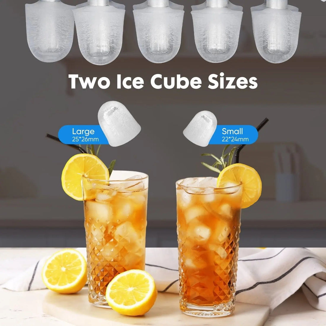 Countertop Ice Maker, Self-Cleaning Portable Ice Maker Machine with Handle and Ice Scoop, Bullet Ice Cubes, 9Pcs/6Min 26.5Lbs/24H for Home/Kitchen/Bar/Party, Green Doba