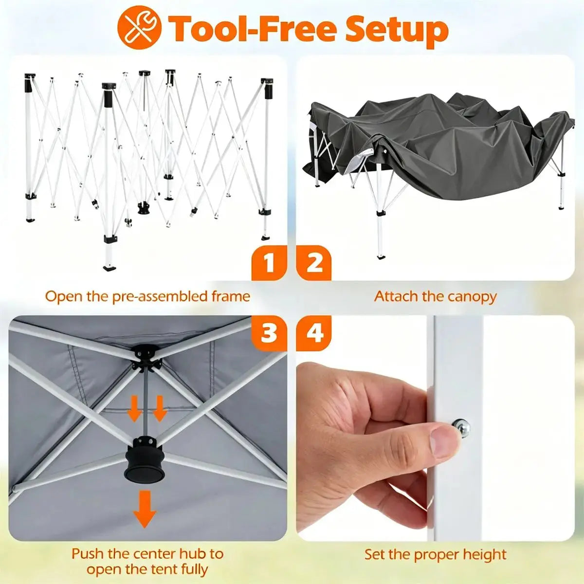 9ft x 9ft Pop Up Canopy Tent with Sidewall, UPF 50+ Silver Coated Waterproof Oxford Instant Shelter, 2-Level Adjustable Height Outdoor Canopy with Stakes Sandbags- White Doba