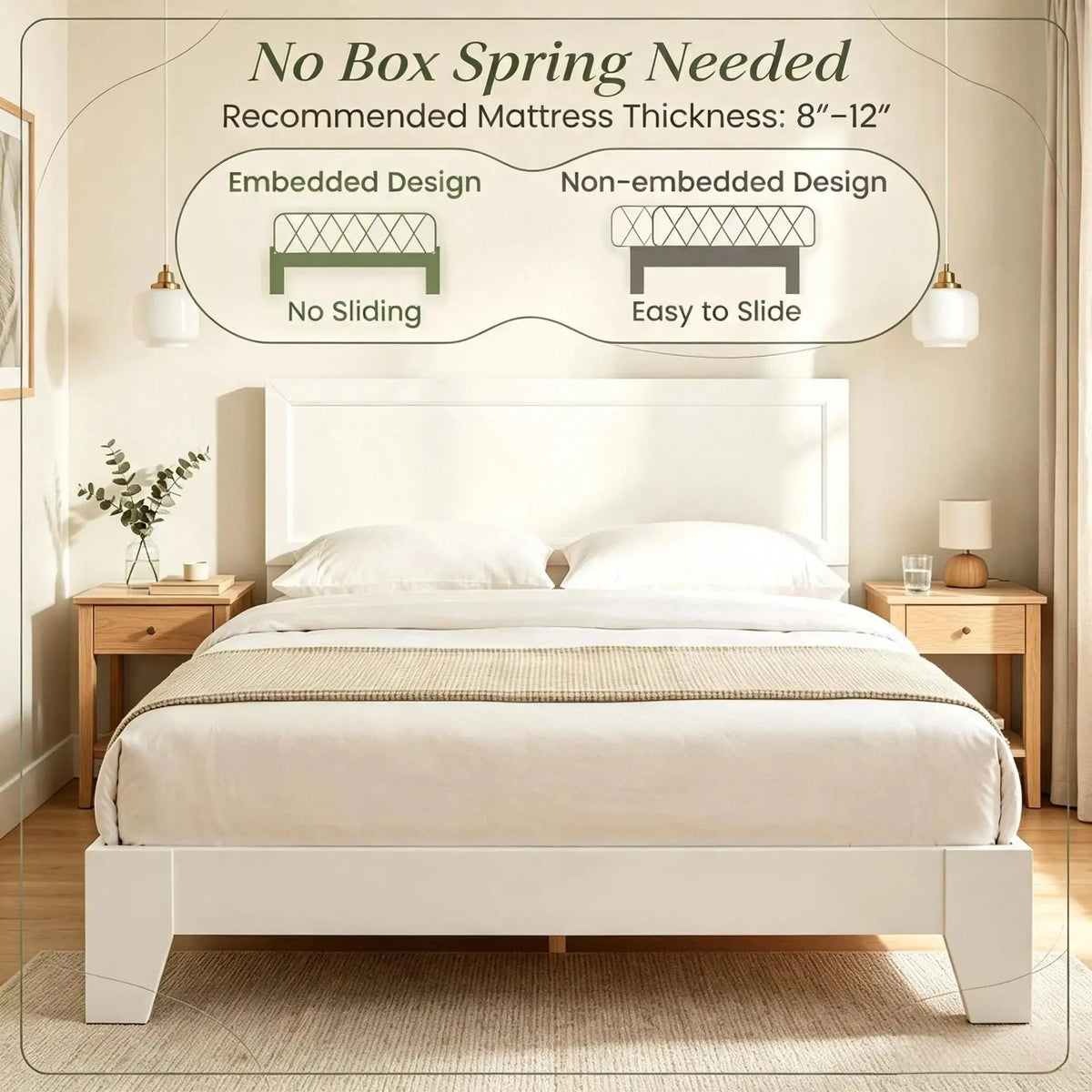 Large Modern Bed Frame with Headboard King Size Bedroom Furniture  Finish Queen Size Doba
