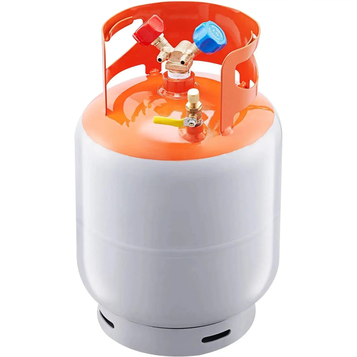 Refrigerant Recovery Tank, 30 LBS Capacity, 400 psi Portable Cylinder Tank with Y-Valve for Liquid/Vapor, High-sealing Recovery Can for R22/R134A/R410A, Orange+Gray Doba