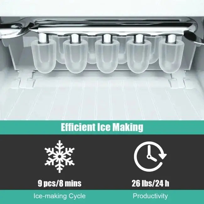 26lbs/24h Portable Countertop Ice Maker Machine with Scoop Doba