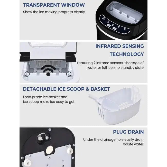 Mini Portable Electric Ice Maker Machine with Ice Scoop Doba