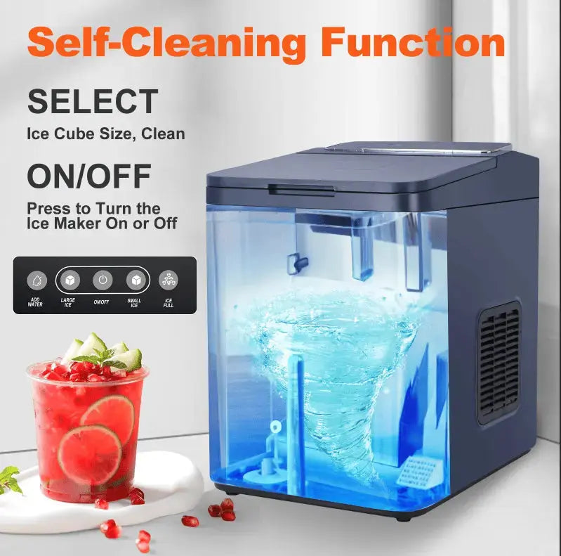 PSZ6D Automatic Ice Maker-Home & Outdoor Camping Ice Maker with Bullet Ice Technology. 12kg/day capacity, PVC material (BPA-free), touch-sensitive buttons, instant ice production, coffee ice cubes Doba