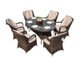 Direct Wicker Patio Wicker 7 Piece Oval Dining Set-Gray Doba