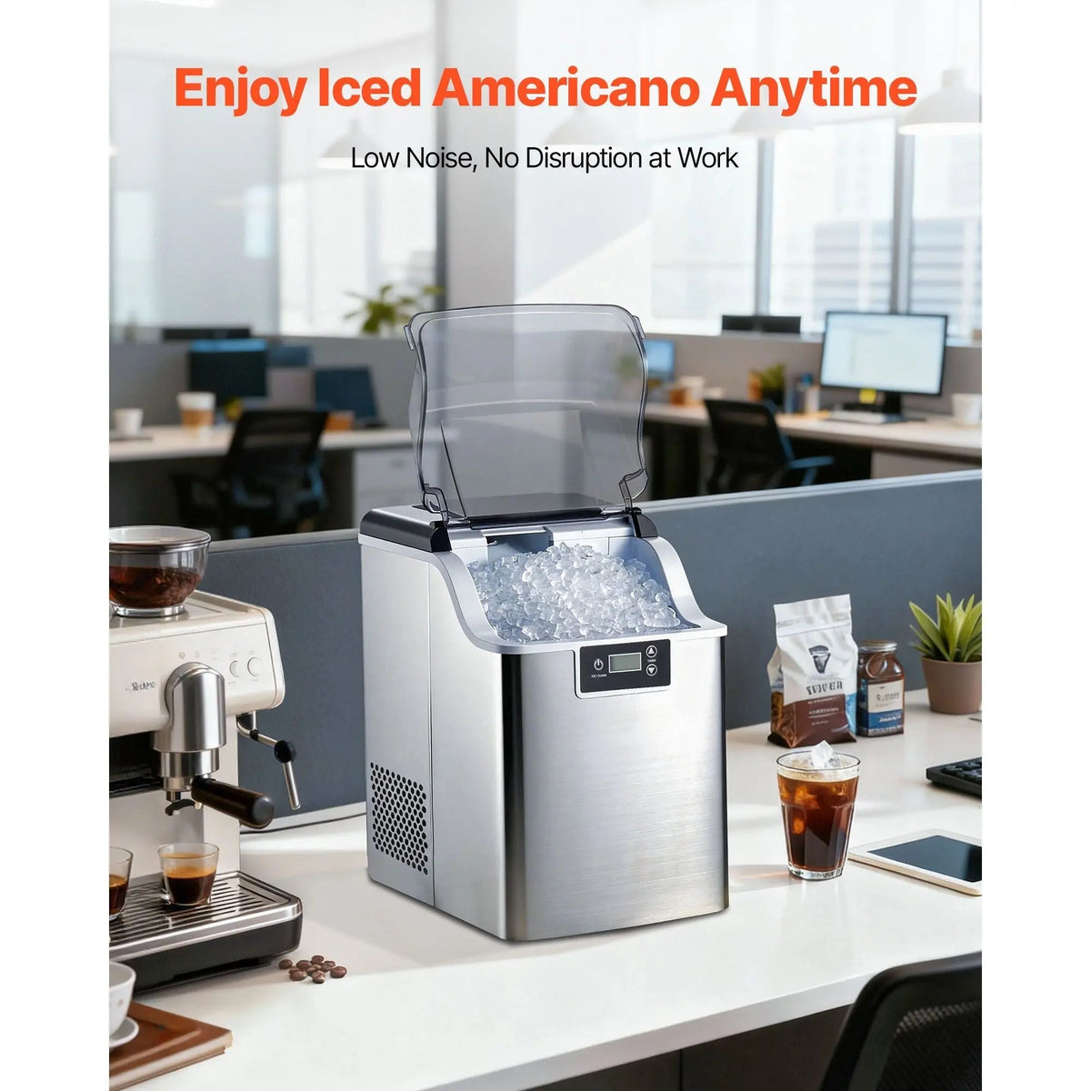 Countertop Ice Maker, 44 lbs per Day, Self-Cleaning Portable Machine with Scoop, 4 lbs Ice-Storage Basket, Nugget Ice-Making Machine with Chewable Ices for Home, Kitchen, Office, Bar & Party Doba