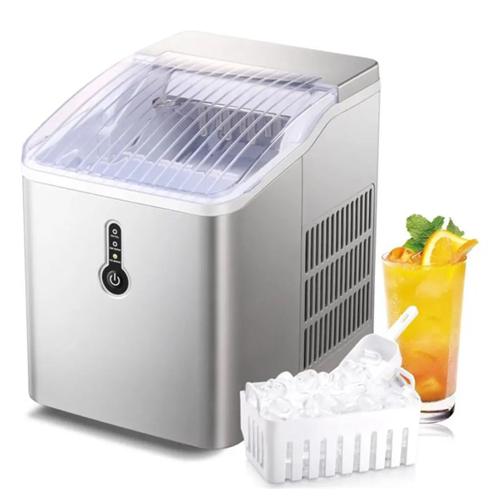 Countertop Ice Maker Machine;  Portable Compact Ice Cube Maker with Ice Scoop & Basket;  26Lbs/24H Ice Machine for Home/Kitchen/Office/Bar;  Black;  Green;  Silver Doba