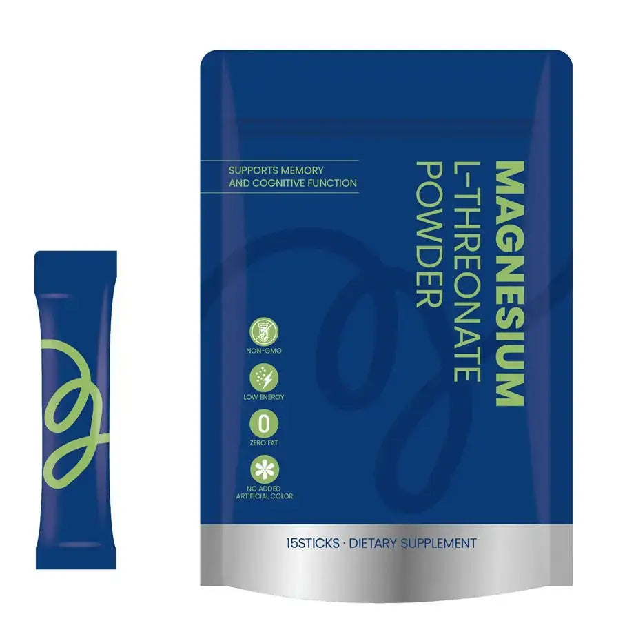Magnesium L-Threonate Powder 15 Single Serve Sticks Dietary Supplement, Zero Fat Non-GMO No Artificial Color, Daily Nutrient to Help Support Memory & Cognitive Function & Gentle Energy Support Doba