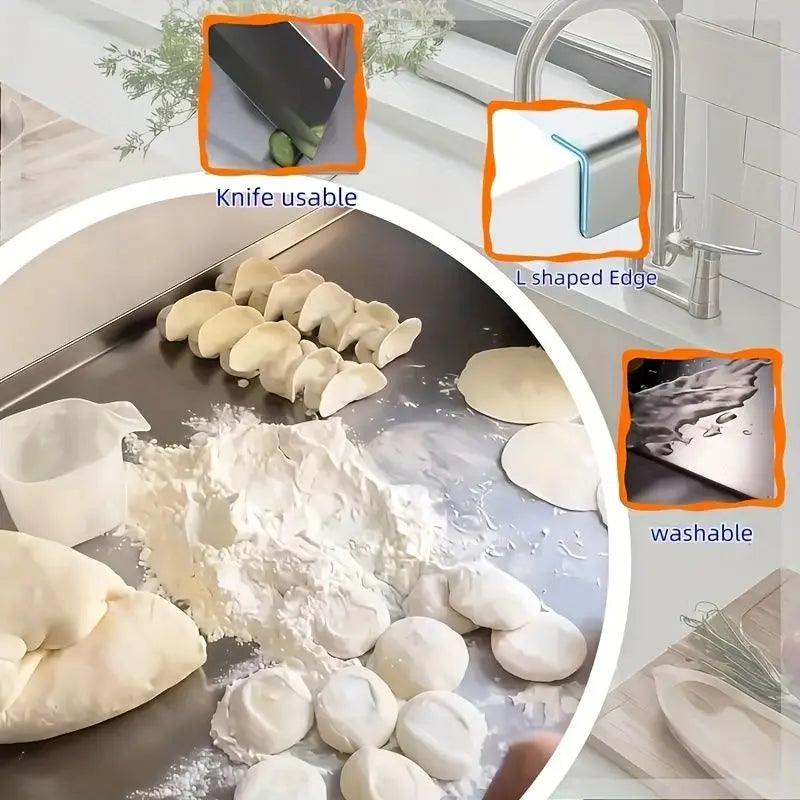XXL 304 Stainless Steel Cutting Board  Anti-Slip & Mildew-Proof! No More Moldy Wooden Boards | Heavy-Duty & Food-Safe, Easy to Clean – Chop Meat, Knead Dough, Bake Prep All-in-One | Must-Have for Home Doba