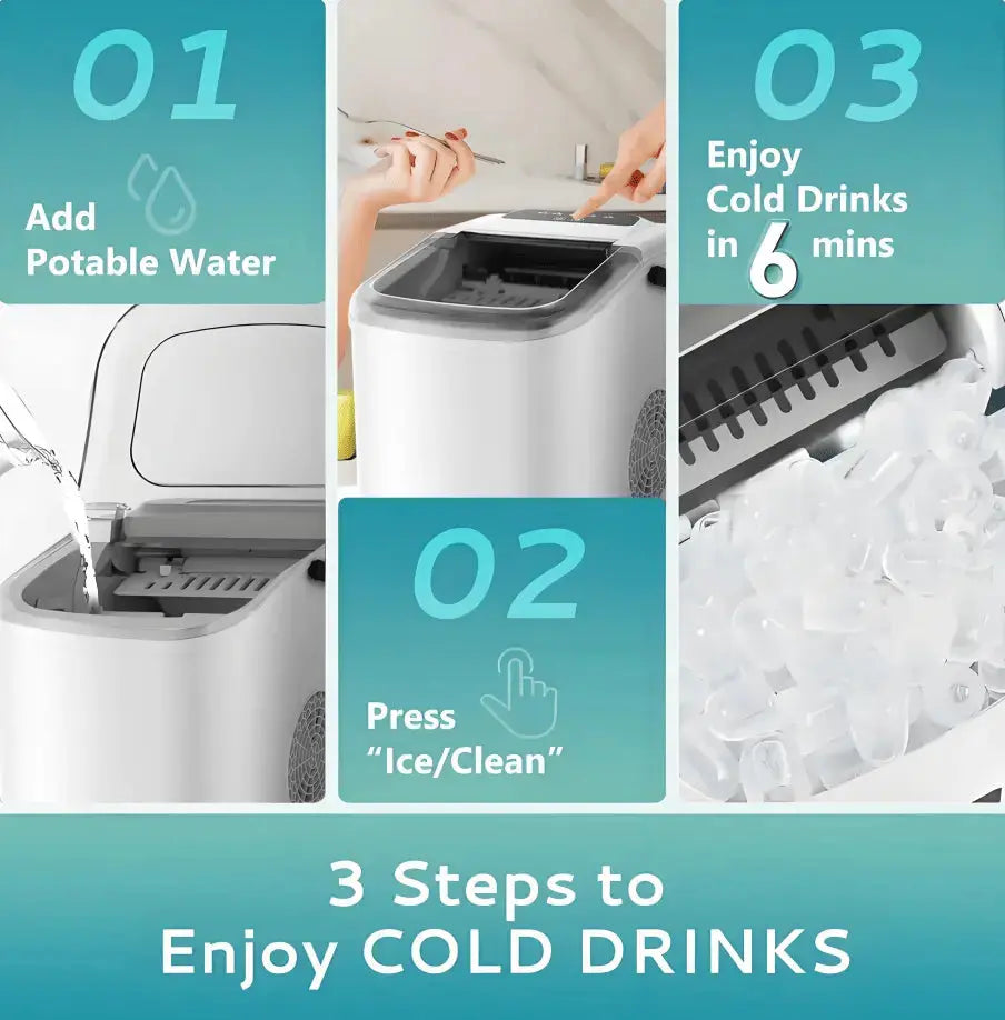 PSZ6Y10 Home Ice Maker-Outdoor Camping Ice Production 12kg/day bullet ice maker-PVC BPA-free, quick ice production. Coffee ice cubes, car fridge compatible. Alcohol ice maker with a Doba