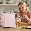Countertop Ice Maker, Self-Cleaning Portable Ice Maker Machine with Handle and Ice Scoop 9Pcs/6Min 26.5Lbs/24H Pink Doba