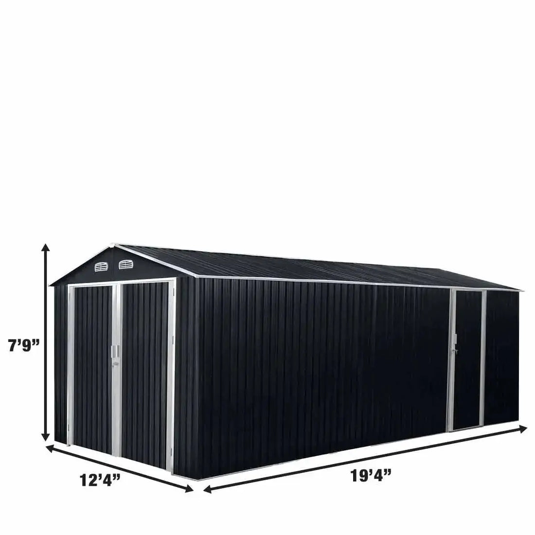 13' x 20' Metal Garage Shed with Double Front Doors, 7'9" Peak Height, Side Entry Door, 240 Sq-Ft Floor Space, TMG-MS1320A Doba