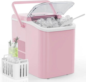 Countertop Ice Maker with Handle, 26lbs/24H Portable Ice Machine, 9 Bullet Ice Cubes Ready in 6 Mins, Self-Cleaning, Quiet Compact Ice Maker for Home, Kitchen, RV, Camping Doba