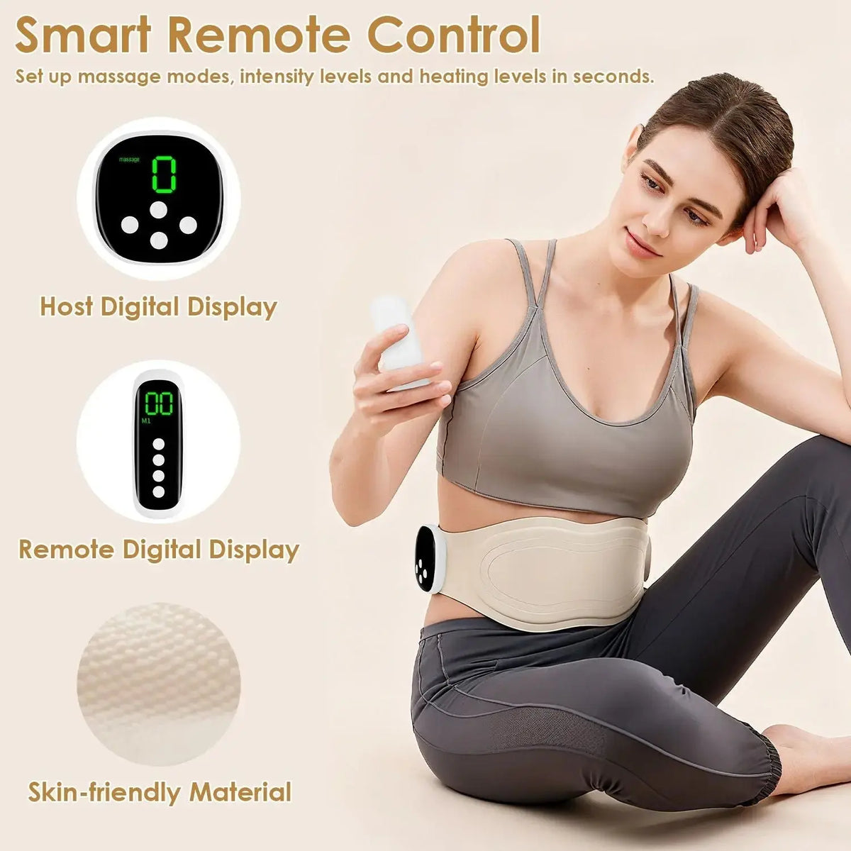 EMS Lower Back Massager Heating Pad Cordless Heating Pad for Back Belly Waist with Remote Magnetic Host 8 Modes 19 Intensity Levels 3 Heating Levels Doba