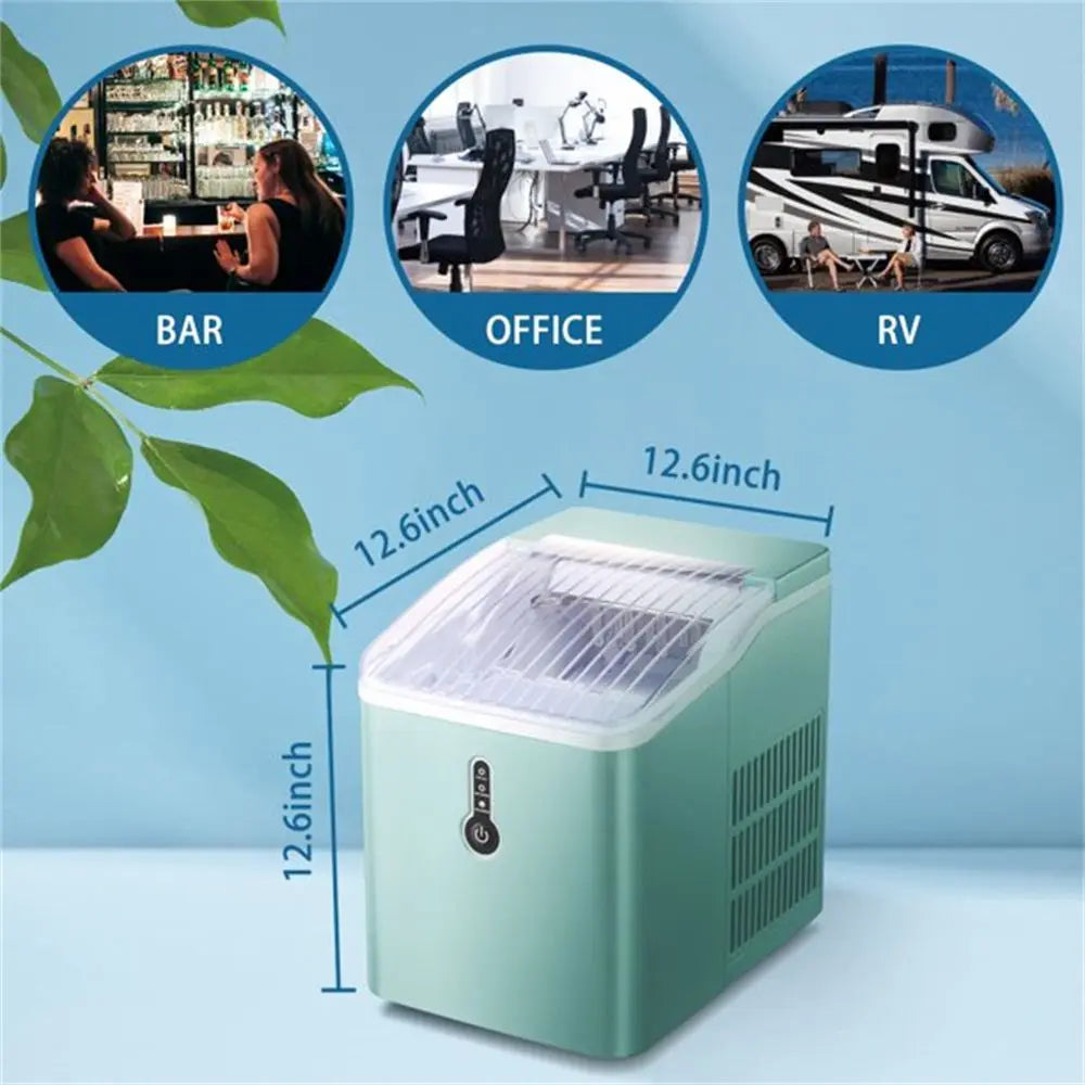 Countertop Ice Maker Machine;  Portable Compact Ice Cube Maker with Ice Scoop & Basket;  26Lbs/24H Ice Machine for Home/Kitchen/Office/Bar;  Black;  Green;  Silver Doba