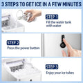 Countertop Ice Maker Machine;  Portable Compact Ice Cube Maker with Ice Scoop & Basket;  26Lbs/24H Ice Machine for Home/Kitchen/Office/Bar;  Black;  Green;  Silver Doba