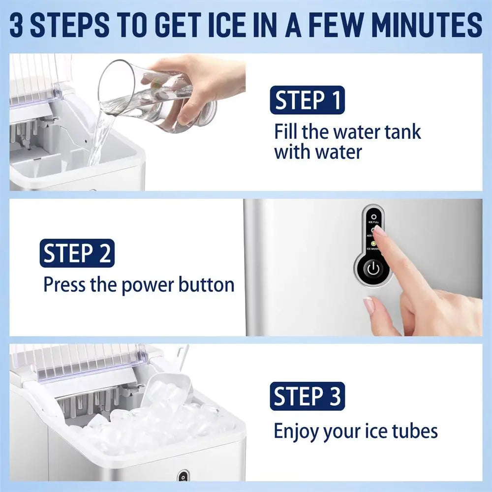Countertop Ice Maker Machine;  Portable Compact Ice Cube Maker with Ice Scoop & Basket;  26Lbs/24H Ice Machine for Home/Kitchen/Office/Bar;  Black;  Green;  Silver Doba
