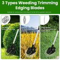 21V Electric Weed Edger Cordless String Trimmer Grass Mower Eater Bush Cutter with 16800RPM 2x 3000mAh Batteries 3.6-4.6FT Length 90° Rotatable Angle Saw Blade Steel Blade String Blade GPCT5290 Doba