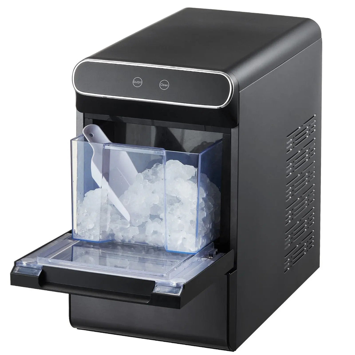 Nugget Ice Maker, 37lbs/24H Pebble Ice Maker with Self Cleaning, Chewable Ice Maker with Ice Scoop and Basket, Stainless Steel Ice Machine with Convenient Ice Transfer for Home Kitchen Office Doba