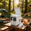 PSZBJ-K12   Automatic Ice Maker-Blue Storage Ice for Outdoor Camping. Features: 12kg/day capacity, PVC material (BPA-free), touch controls, quick ice-making, coffee ice cubes, car-friendly des Doba