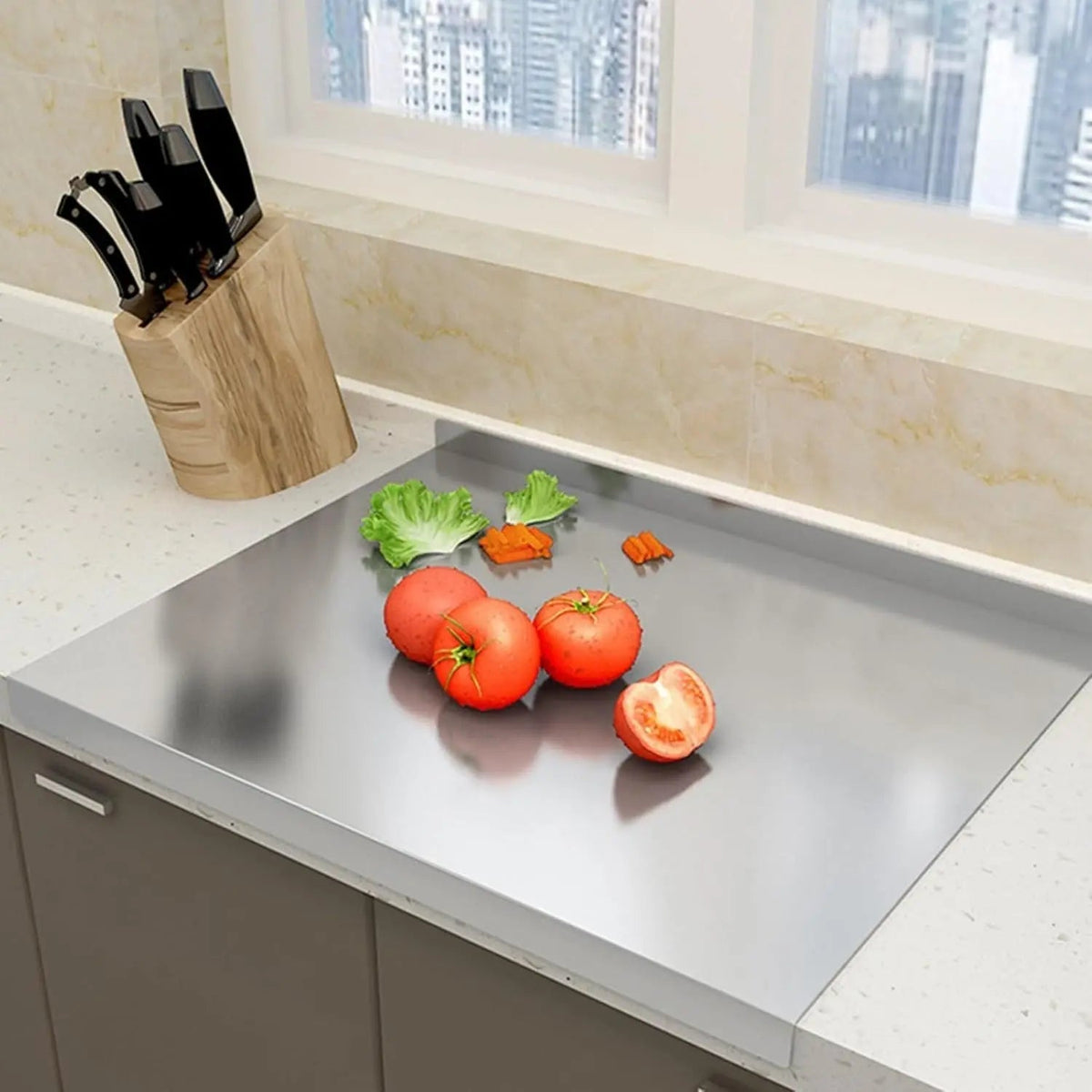 XXL 304 Stainless Steel Cutting Board  Anti-Slip & Mildew-Proof! No More Moldy Wooden Boards | Heavy-Duty & Food-Safe, Easy to Clean – Chop Meat, Knead Dough, Bake Prep All-in-One | Must-Have for Home Doba