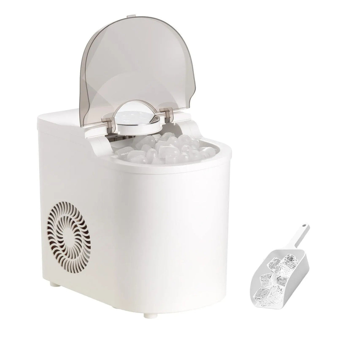 Countertop Ice Maker, 7 Cubes Ready in 6 Mins, 26 lbs per Day, Self-Cleaning Portable Machine with Ice Scoop, Ice-Making Machine with 2 Sizes Bullet Ices for Home, Kitchen, Office, Bar & Party Doba