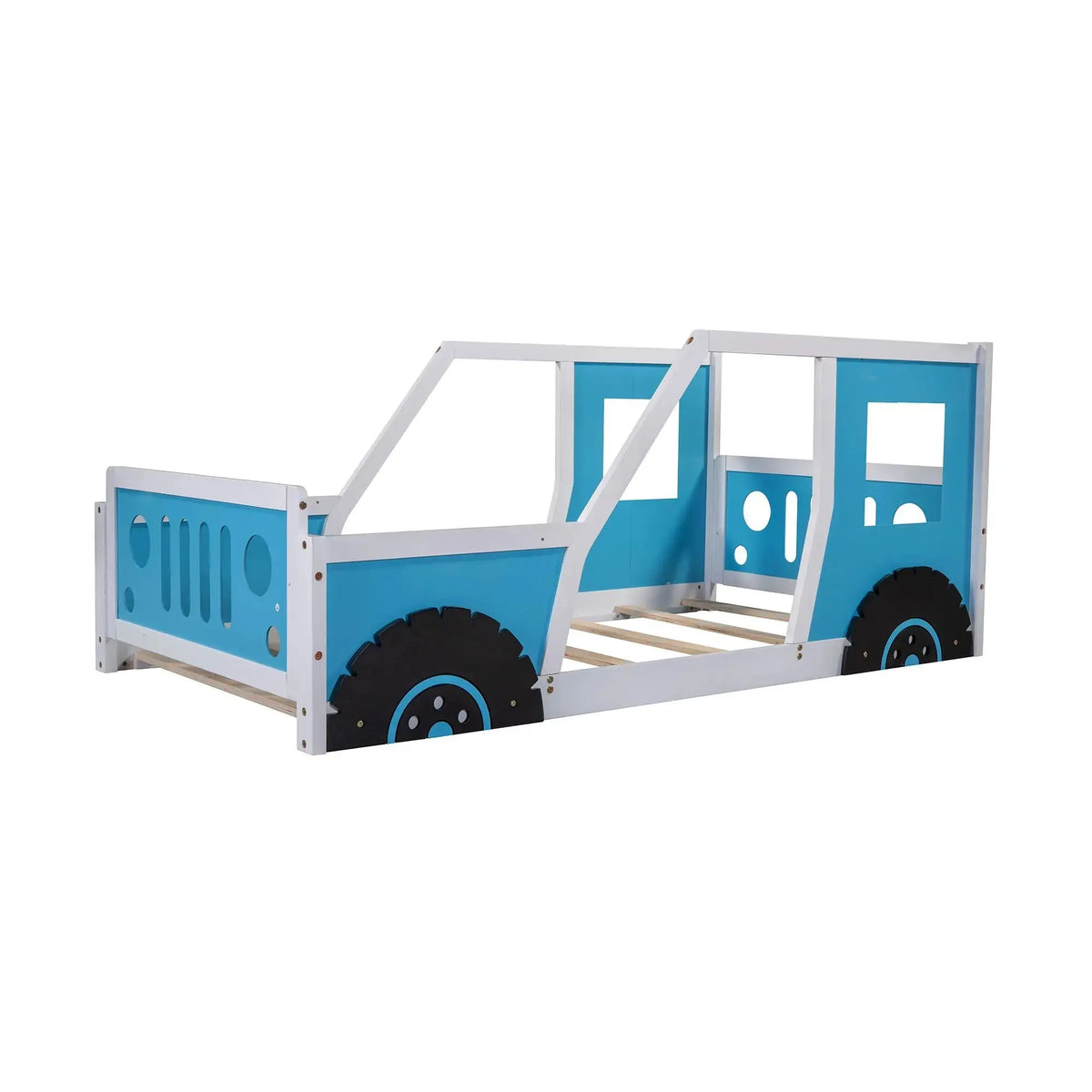Twin Size Classic Car-Shaped Platform Bed with Wheels Doba