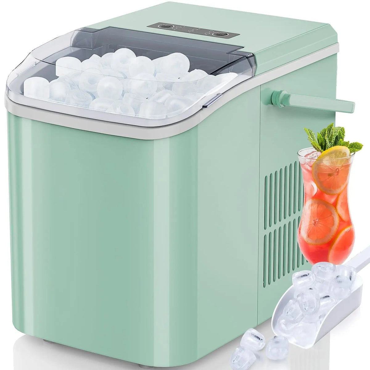 Countertop Ice Maker with Handle, 26lbs/24H Portable Ice Machine, 9 Bullet Ice Cubes Ready in 6 Mins, Self-Cleaning, Quiet Compact Ice Maker for Home, Kitchen, RV, Camping Doba