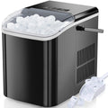 Countertop Ice Maker, Self-Cleaning Portable Ice Maker Machine with Handle and Ice Scoop 9Pcs/6Min 26.5Lbs/24H Black Doba