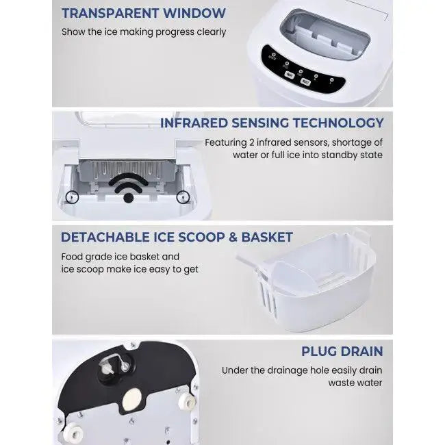 Mini Portable Electric Ice Maker Machine with Ice Scoop Doba