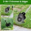 21V Electric Weed Edger Cordless String Trimmer Grass Mower Eater Bush Cutter with 16800RPM 2x 3000mAh Batteries 3.6-4.6FT Length 90° Rotatable Angle Saw Blade Steel Blade String Blade GPCT5290 Doba