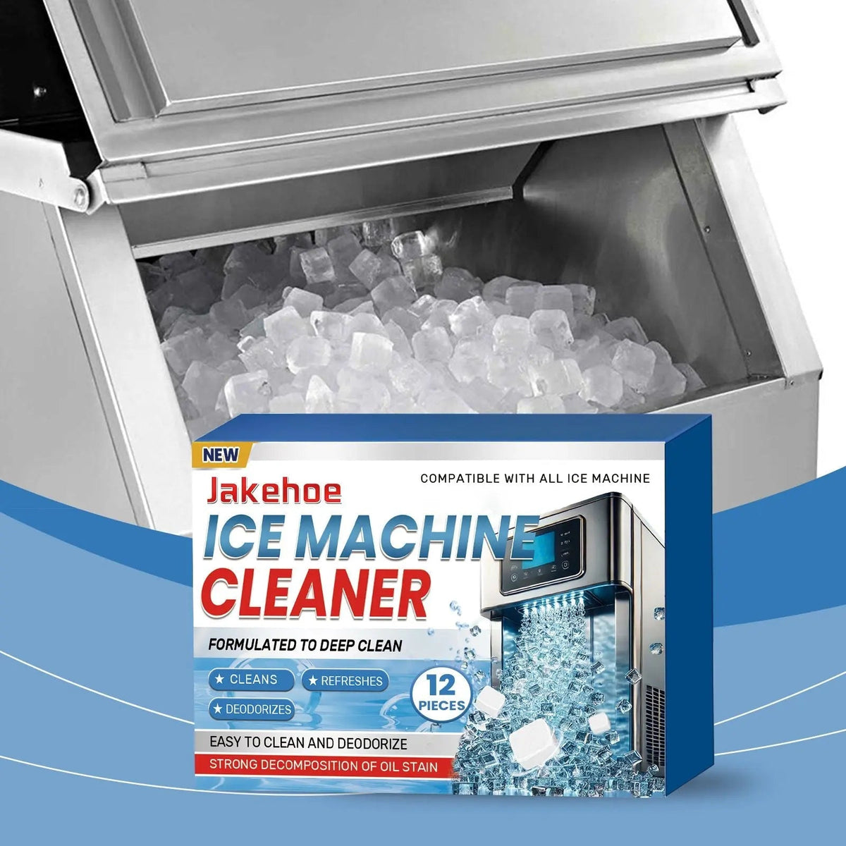 Ice Maker Cleaning Tablets, Descaling & Deodorizing Cleanser for Portable Undercounter Countertop Ice Machines, Efficient Mineral Scale Stain Remover, 12 Pack Doba