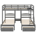 Full over Twin & Twin Bunk Bed,Triple Bunk Bed with Drawers, Gray Doba