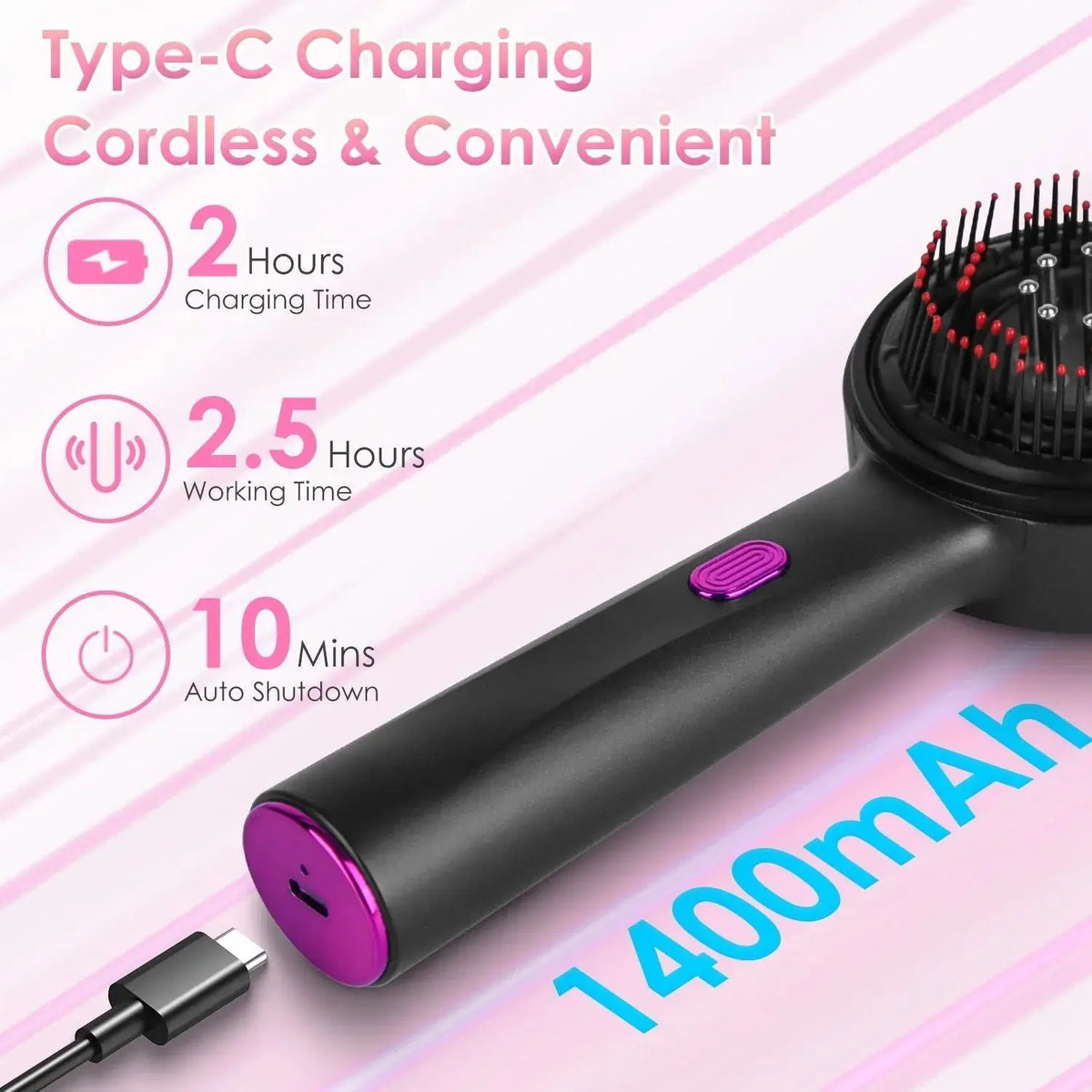 3 In 1 Red Light Scalp Massager Brush Cordless Hair Oil Applicator Massage Comb with 3 Modes Rechargeable IPX7 Waterproof Doba