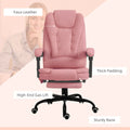 Pink Massage Office Chair High Back Executive Desk Chair with Vibration Massage Retractable Footrest 155 Degree Reclining Faux Leather Computer Chair for Home Office Doba