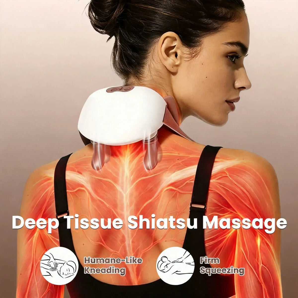 Human-Like Neck Massager With Heat Cordless Neck Massager for Pain Relief Deep Tissue Shiatsu Massager for for Neck Shoulders Back Legs Doba