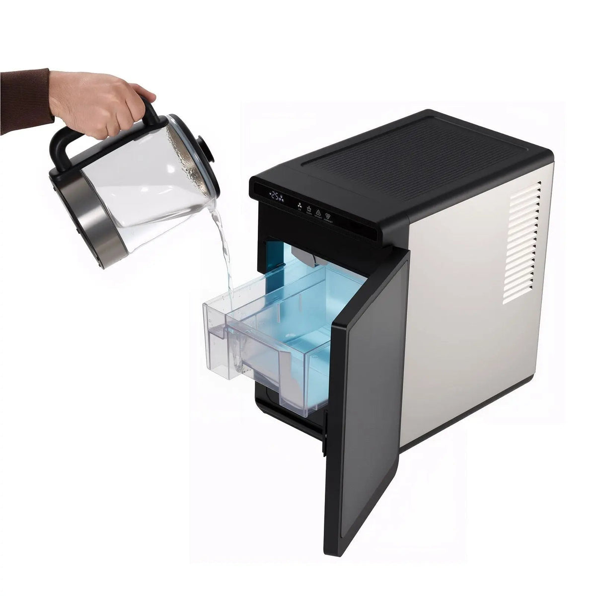 Countertop Ice Maker, 22 lbs per Day, Self-Cleaning Portable Machine with Tong, Drawer-Style Ice Access, Ice-Making Machine with Large Square Cubes, for Home, Kitchen, Office, Bar & Party Doba
