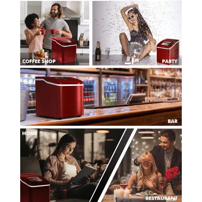 26lbs/24h Portable Countertop Ice Maker Machine with Scoop Doba
