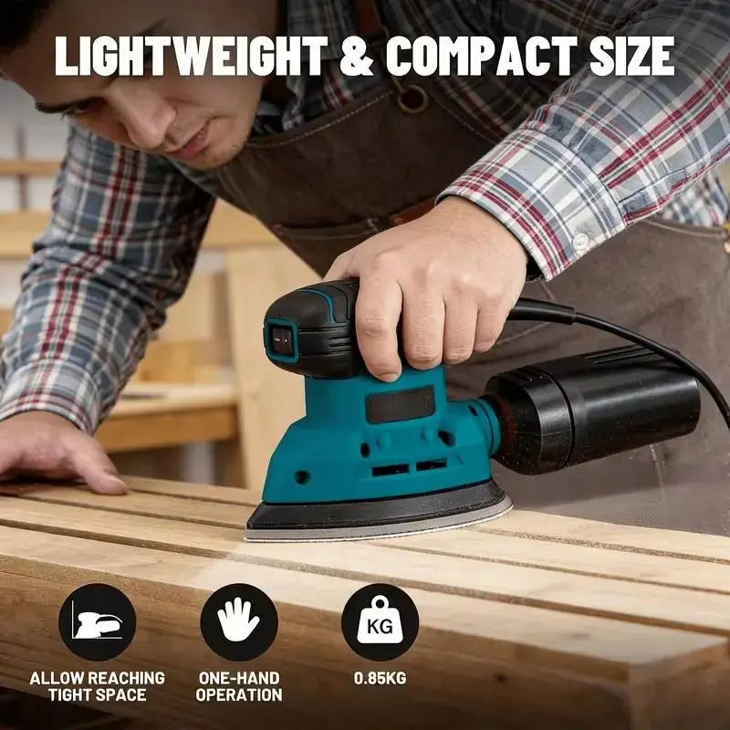 130W Electric Detail Sander, Handheld Mouse Sander with Dust Collection System, 13200 RPM Mini Sanding Tool with 12 Sandpapers for Woodworking, DIY and Tight Spaces Doba