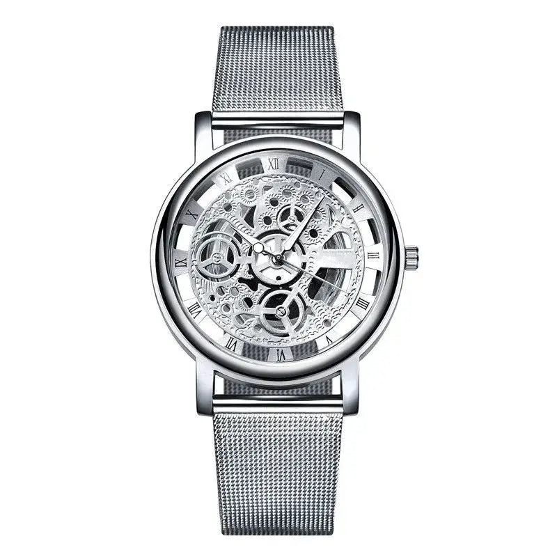 Men's Transparent Cutout Roman Mesh Quartz Watch Doba