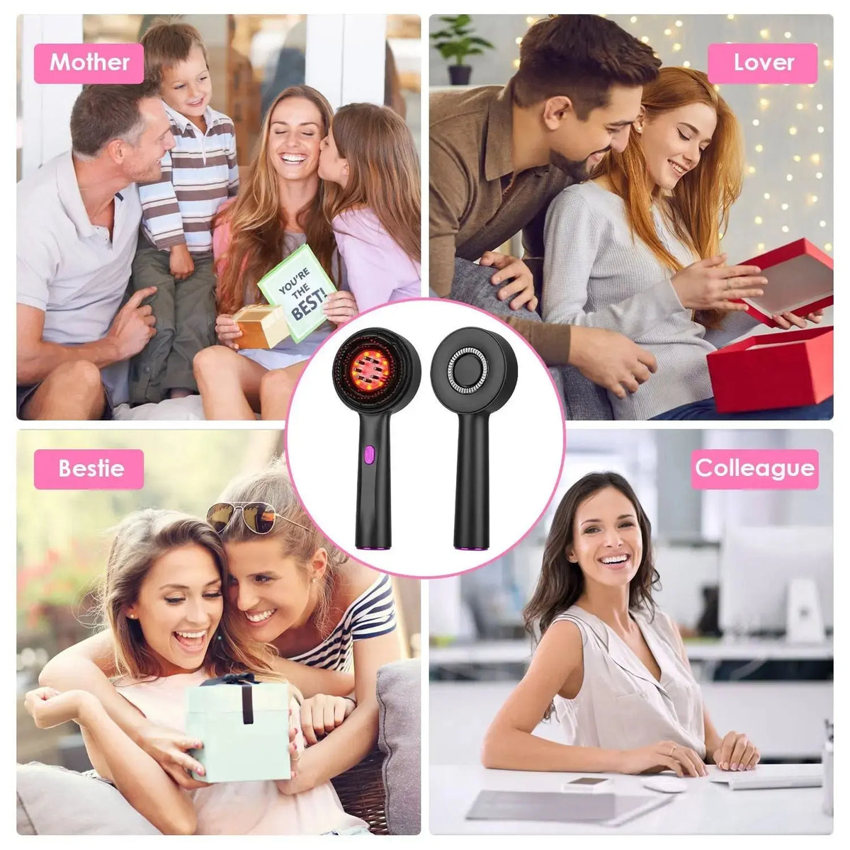 3 In 1 Red Light Scalp Massager Brush Cordless Hair Oil Applicator Massage Comb with 3 Modes Rechargeable IPX7 Waterproof Doba