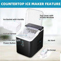 Countertop Ice Maker Machine;  Portable Compact Ice Cube Maker with Ice Scoop & Basket;  26Lbs/24H Ice Machine for Home/Kitchen/Office/Bar;  Black;  Green;  Silver Doba