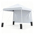 9ft x 9ft Pop Up Canopy Tent with Sidewall, UPF 50+ Silver Coated Waterproof Oxford Instant Shelter, 2-Level Adjustable Height Outdoor Canopy with Stakes Sandbags- White Doba