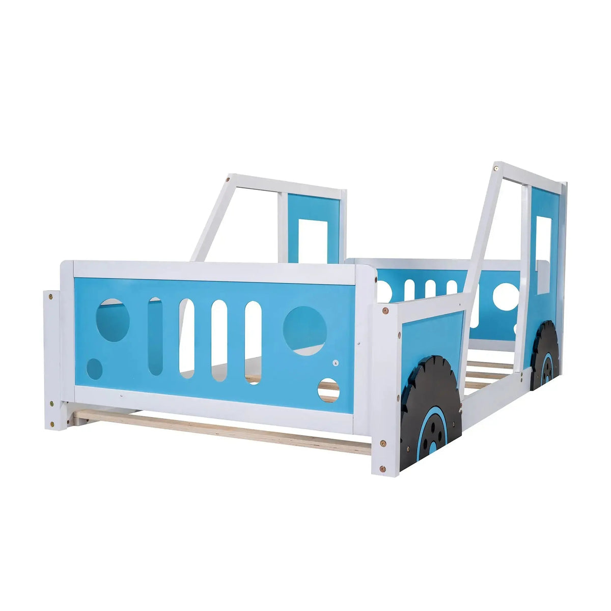 Twin Size Classic Car-Shaped Platform Bed with Wheels Doba